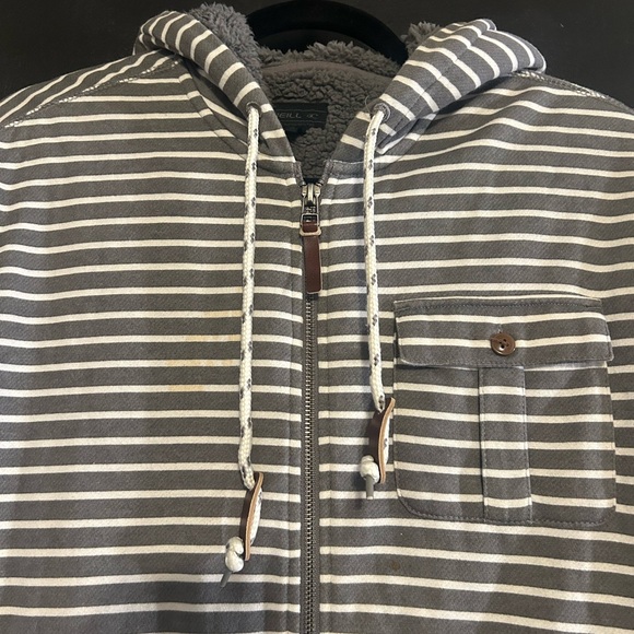 Men’s O’Neill zip up utility sweatshirt with stripe and Teddy inside - Picture 2 of 4